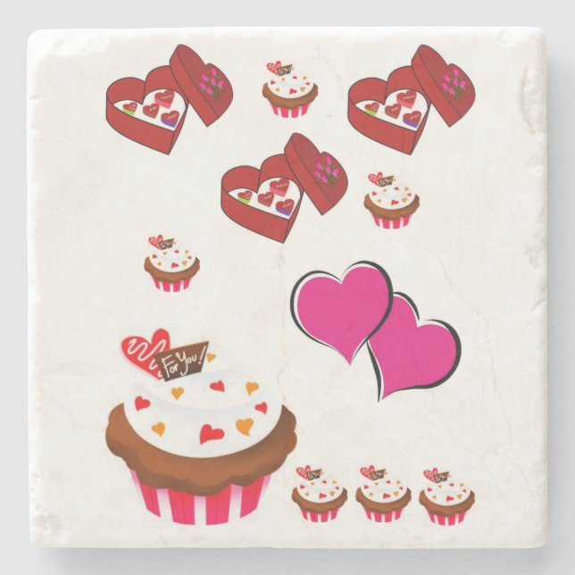 Marble Stone Coaster Valentine's Day (Front)