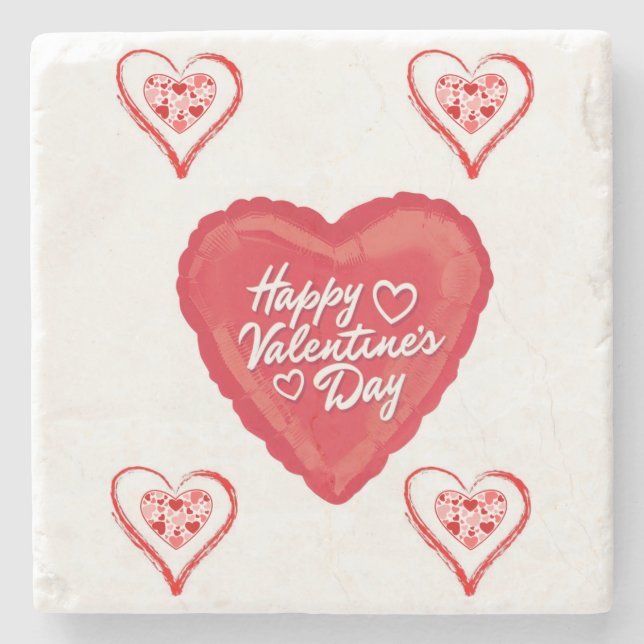 Marble Stone Coaster Valentine's Day (Front)