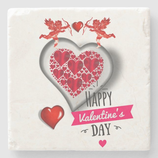 Marble Stone Coaster Valentine's Day (Front)