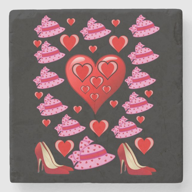 Marble Stone Coaster Valentine's Day (Front)