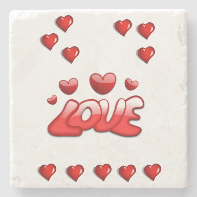 Marble Stone Coaster Valentine's Day (Front)