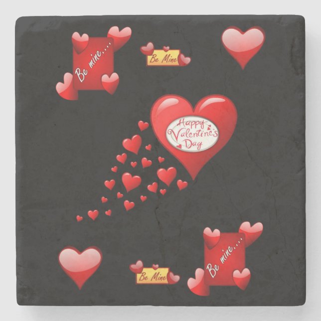 Marble Stone Coaster Valentine's Day (Front)