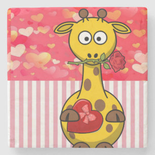 Marble Stone Coaster Valentine's Day Giraffe