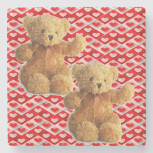 Marble Stone Coaster Valentine's Day Teddy Bear