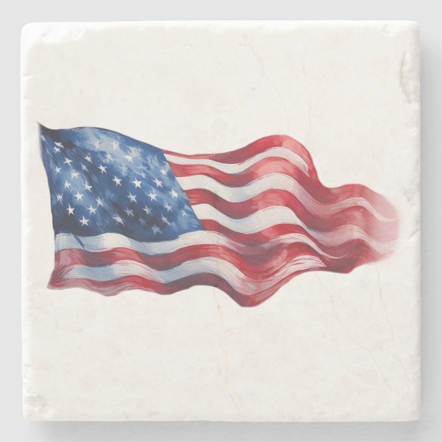 Marble stone coaster with USA flag design (Front)