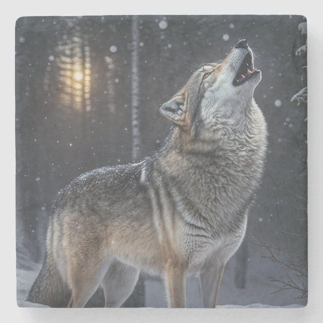 Marble Stone Coaster-Wolf Stone Coaster (Front)