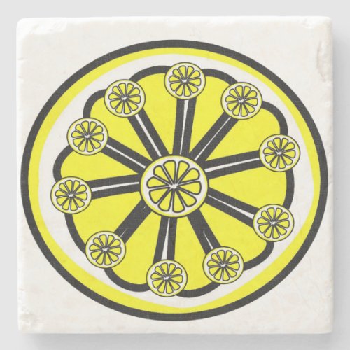 Marble Stone Coaster Yellow Lemons