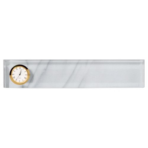 Marble Stone Desk Nameplate with Clock