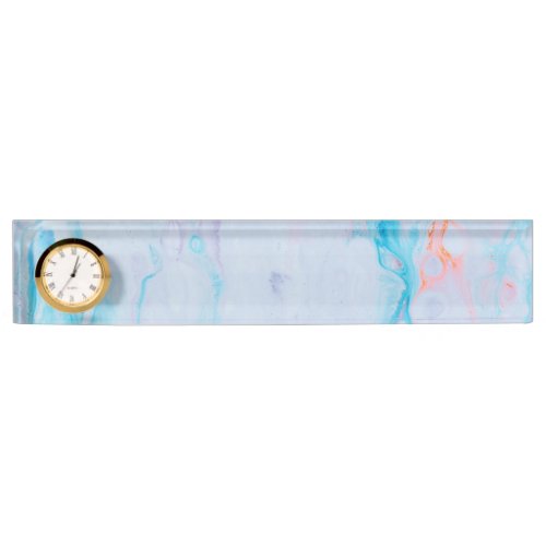 Marble Stone Desk Nameplate with Clock