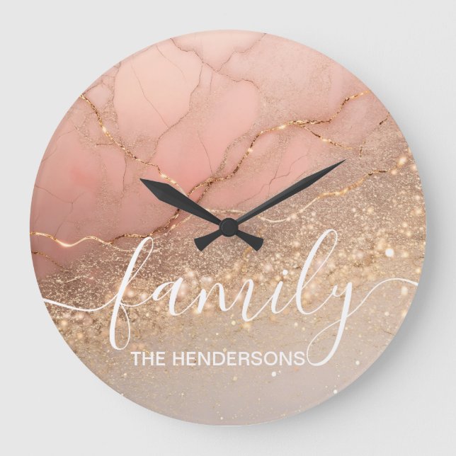 Marble Stone Family Personalized Large Clock (Front)