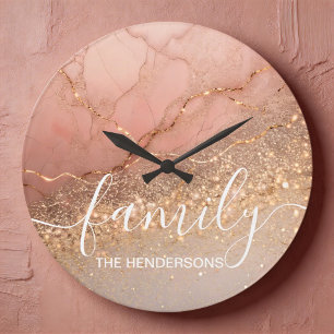 Marble Stone Family Personalized Large Clock