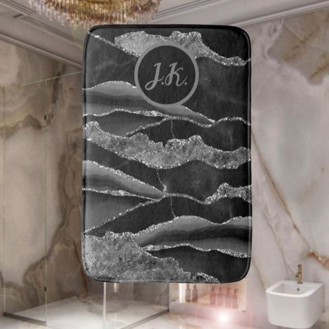 Marble Stone In Gray White & Gold Bathroom Bath Mat (Creator Uploaded)