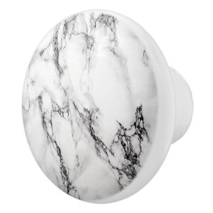 Marble Stone In White And Black Colors Ceramic Knob