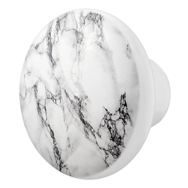 Marble Stone In White And Black Colors Ceramic Knob (Right)