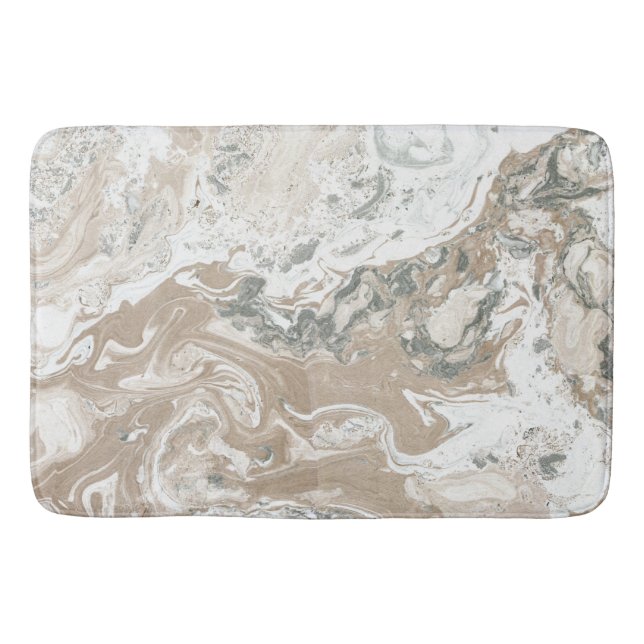 Marble Stone Luxury White Beige Ivory Gray Bathroom Mat (Front)