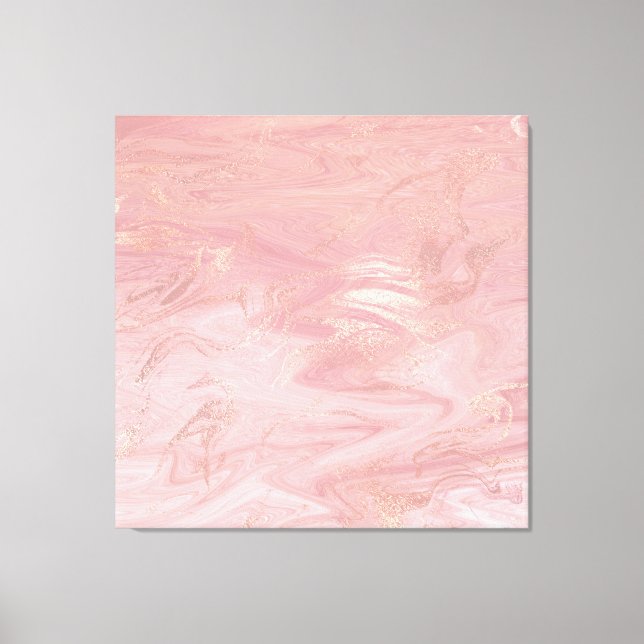 Marble Stone Molten Gold Abstract Pink Rose Gold Canvas Print (Front)