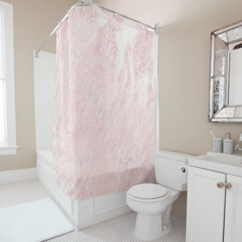 Marble Stone Molten Gold Abstract Pink Rose Pastel Shower Curtain