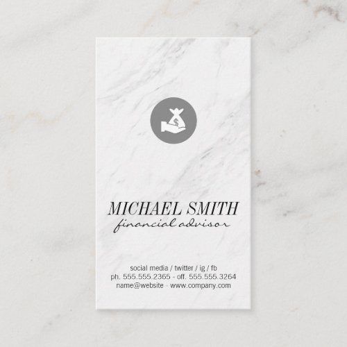 Marble Stone Money Bag Icon Business Card