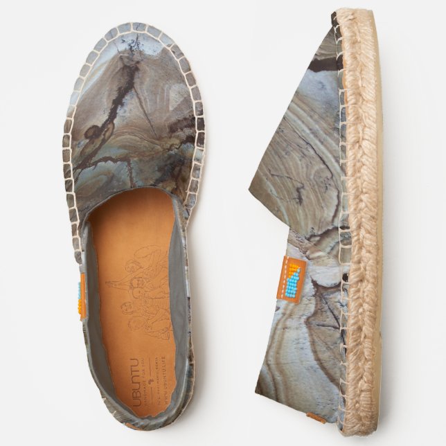 Marble Stone Pattern Brown Gray Espadrilles (Side)