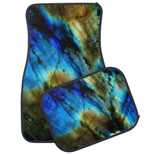 marble stone teal turquoise indigo blue agate car floor mat