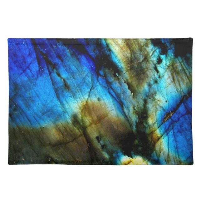 marble stone teal turquoise indigo blue agate cloth placemat (Front)
