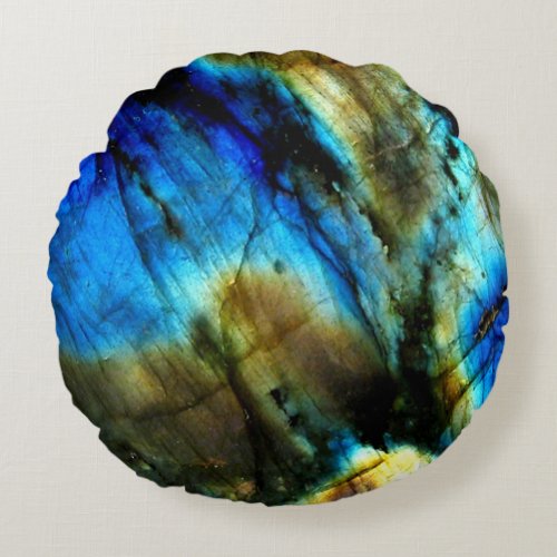 marble stone teal turquoise indigo blue agate round pillow