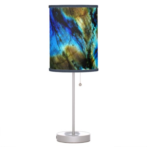 marble stone teal turquoise indigo blue agate table lamp