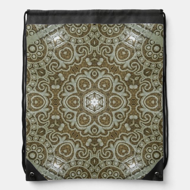 Marble Stone Texture Print Minimalist Aesthetic Drawstring Bag (Front)