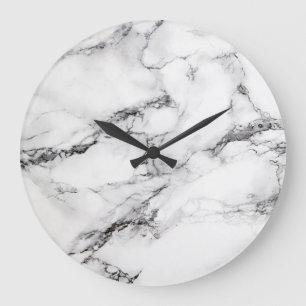 Marble Stone White And Black Large Clock