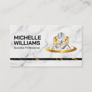 Marble Stylish Luxury Gold Real Estate Logo Business Card