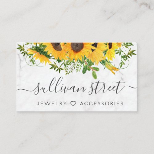Marble Sunflower Jewelry Boutique Business Card Gabriel Angel Design