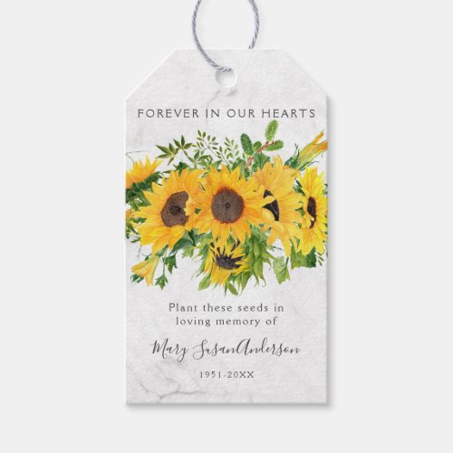 Marble Sunflowers Seed Packet Memorial Favor Tag