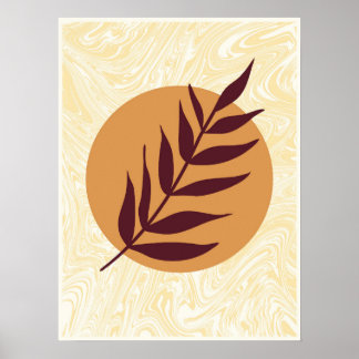  Marble Sunset Leaf Poster