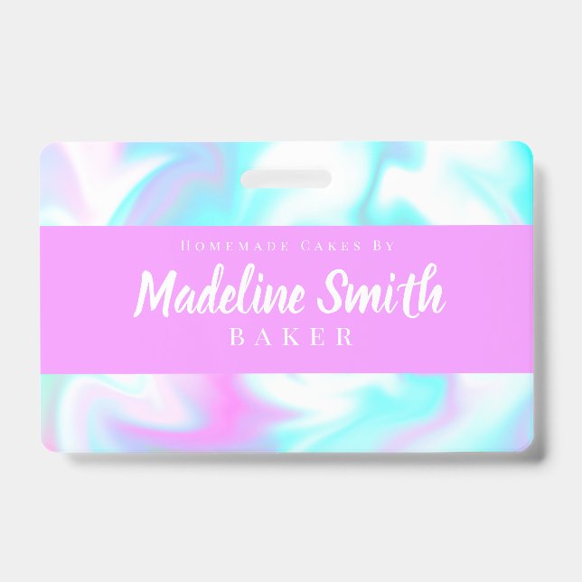 Marble Swirl Abstract Homemade Cake Bakery Badge (Front)
