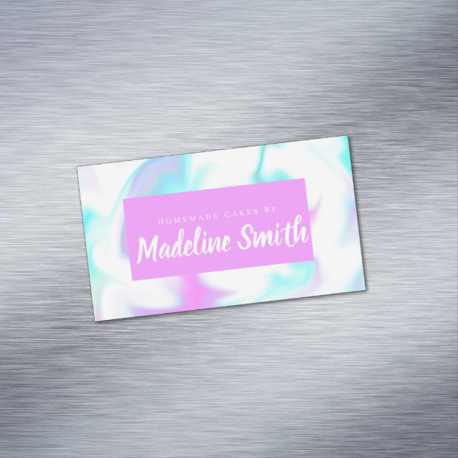 Marble Swirl Abstract Homemade Cake Bakery Business Card Magnet (In Situ)