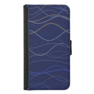 Marble Swirl Blue Gold Seamless Pattern Samsung Galaxy S5 Wallet Case