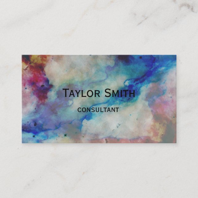 marble swirl paint stone color business card (Front)
