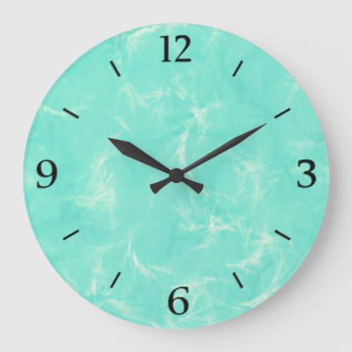 Marble swirl print _ aqua blue large clock