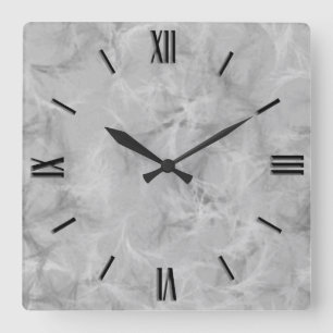 Marble Swirl Print in Soft Gray Framed Square Wall Clock