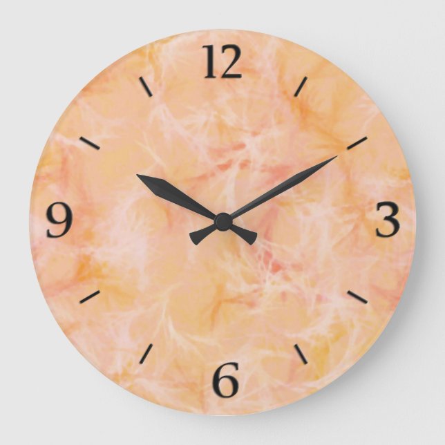 Marble swirl print - soft orange large clock (Front)