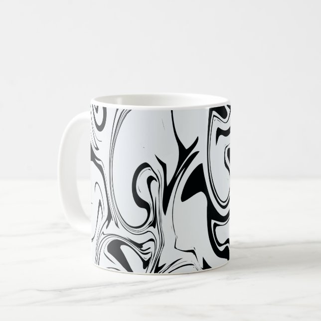 Marble Swirl Texture - Black and White Tones  Coffee Mug (Front Left)