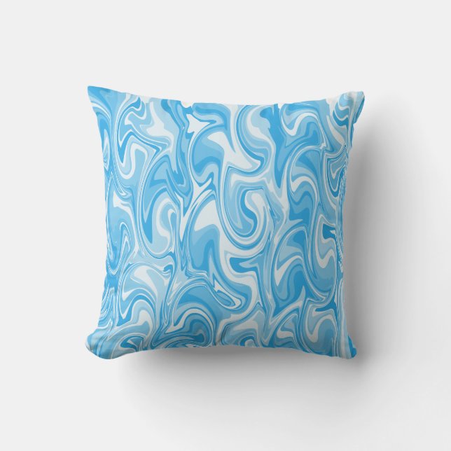 Marble Swirl Texture - Blue Tones Throw Pillow (Front)