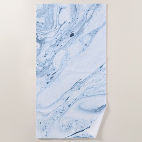 Marble swirls in white light blue_gray beach towel