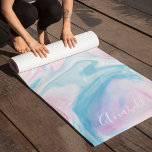Marble Swirls Om Symbol Yoga Mat<br><div class="desc">Beautiful pastel colors marble swirls design featuring an Om symbol and your name or custom text.</div>