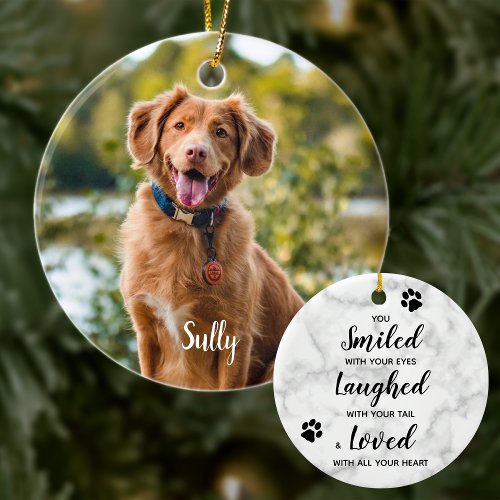 Marble Sympathy Dog Photo Pet Memorial Ceramic Ornament