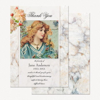 Marble Sympathy Funeral Photo Thank You Card by sunnysites at Zazzle
