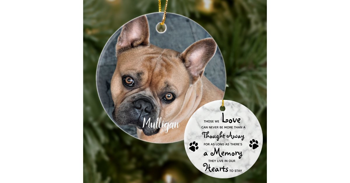 Marble Sympathy Quote Dog Photo Pet Memorial Ceramic Ornament | Zazzle