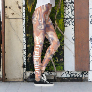“Marble tartan cute script name boho terracotta Leggings