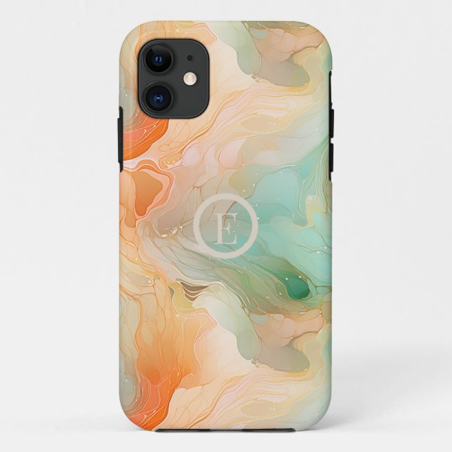 Marble Terracotta and jade Case-Mate iPhone Case (Back)