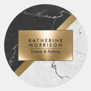 Marble Texture and Gold Classic Round Sticker